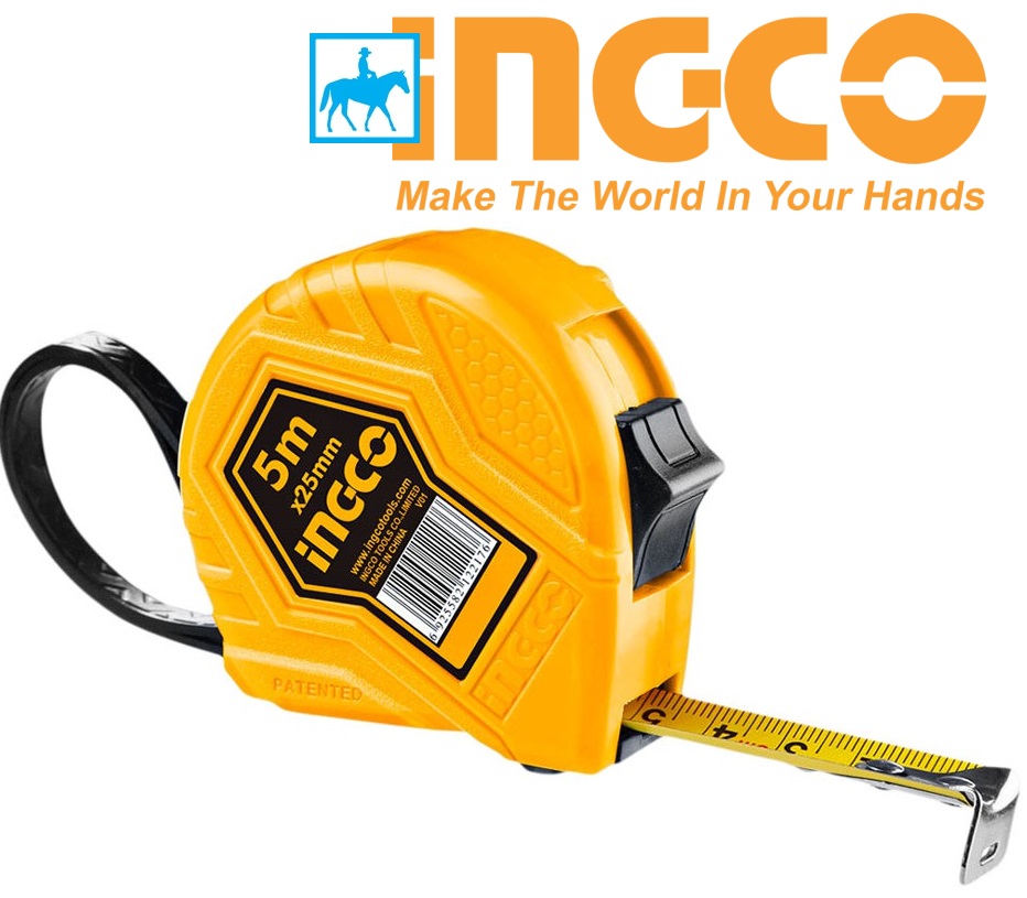 Thước cuộn 5 mét thép nền vàng 5m x 25mm ingco hsmt0835