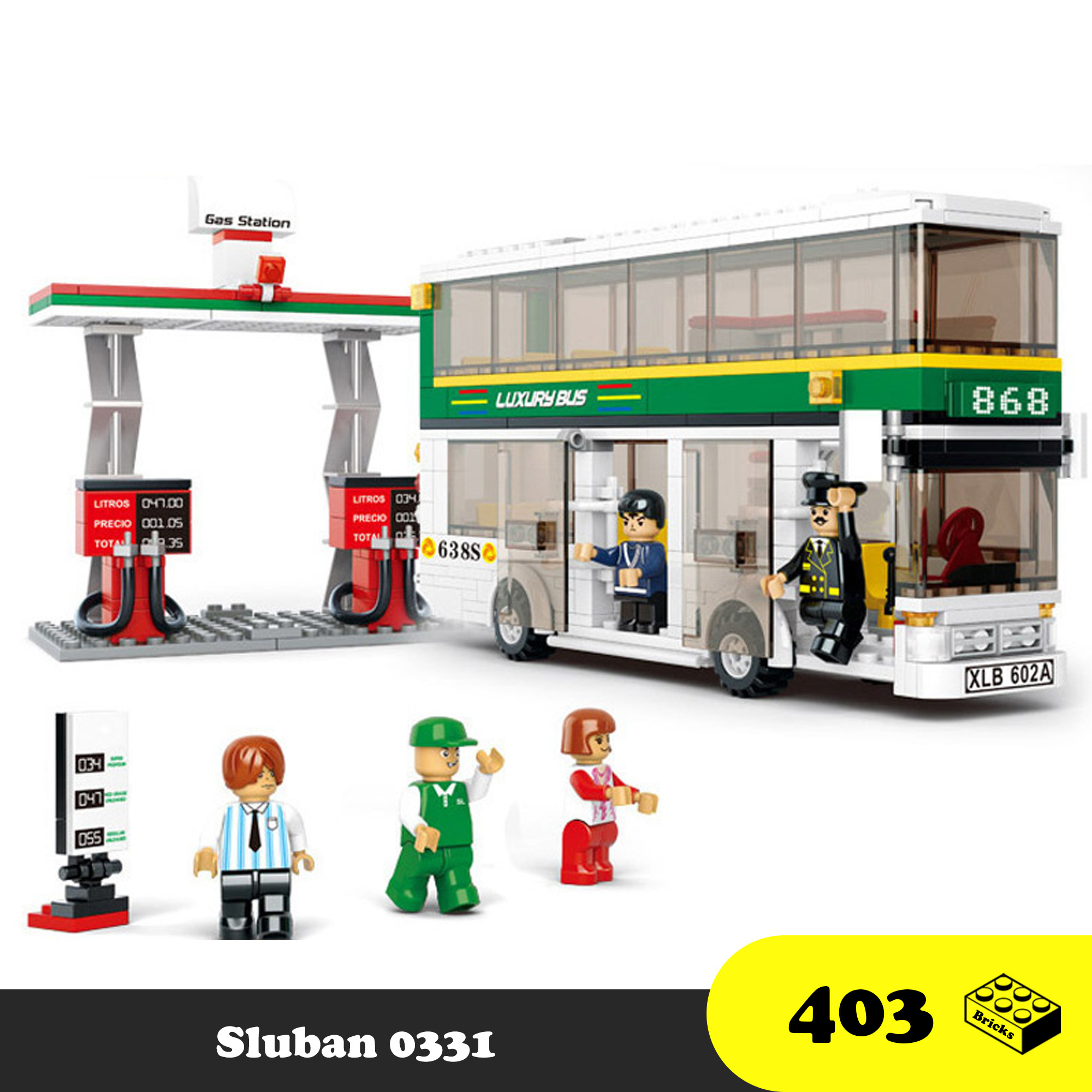 Đồ chơi Lego lắp ráp Xe Buýt Công cộng màu xanh - Lego Students Green bus - Sluban 0331