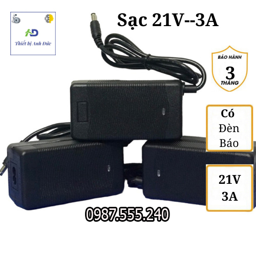 Sạc nhanh adapter 21v-3a cho pin máy khoan, máy bulong pin trung quốc có quạt tản nhiệt