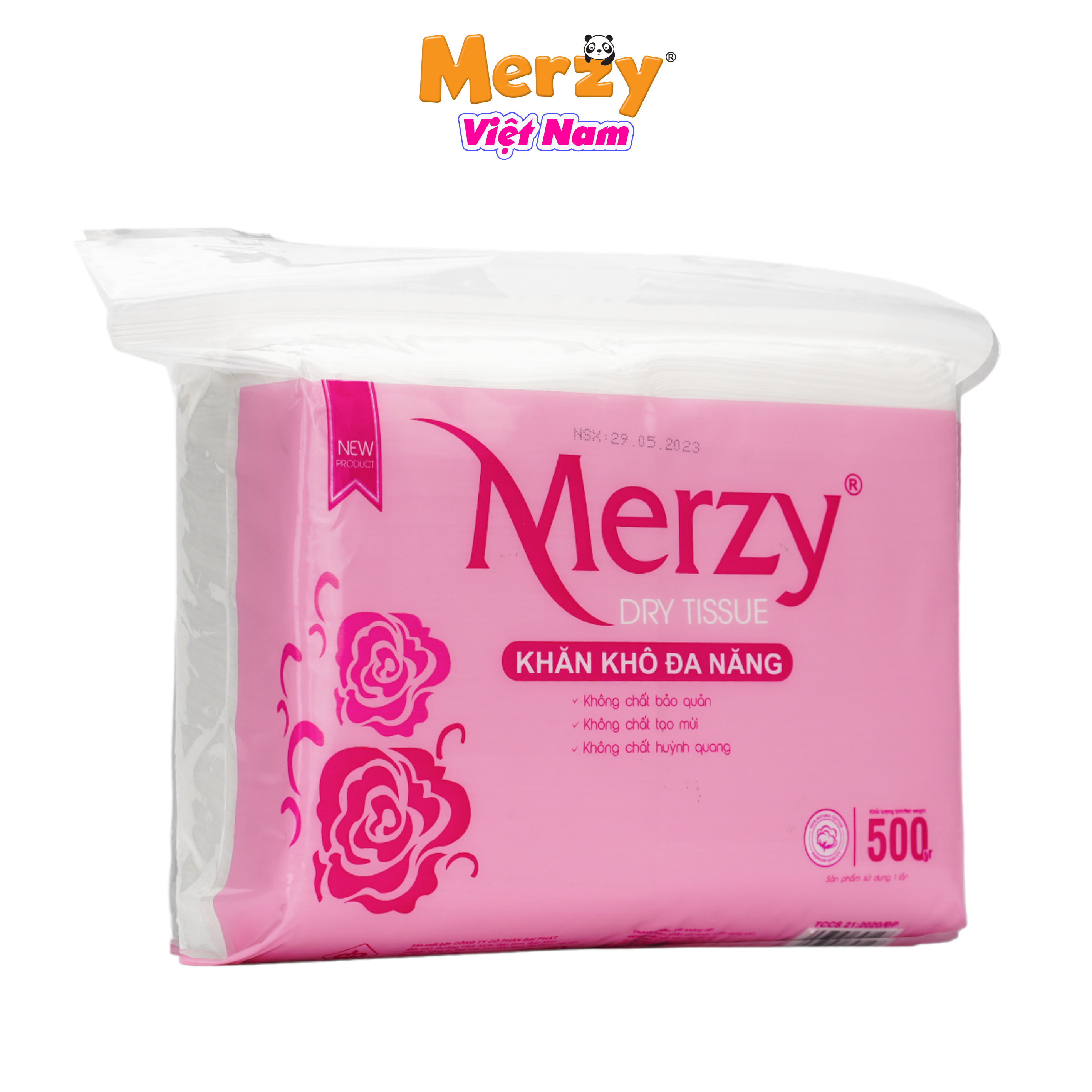 Khăn khô đa năng cho bé Merzy diệt khuẩn tia cực tím dùng thay khăn sữa cho bé 500 Gram Kích Thước 14x19 Cm