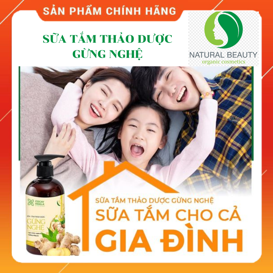 Sữa tắm thảo dược gừng nghệ cỏ cây hoa lá giữ ấm cơ thể cho cả gia đình