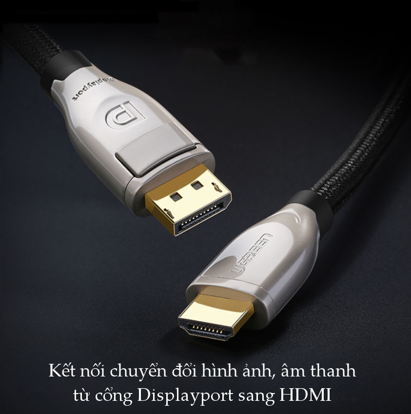Cáp Chuyển Displayport 1.2 Sang HDMI 2.0 cao cấp, dài từ 1-5m UGREEN DP111 Cáp Chuyển Displayport 1.2 Sang HDMI 2.0 cao cấp, dài từ 1-5m UGREEN DP111