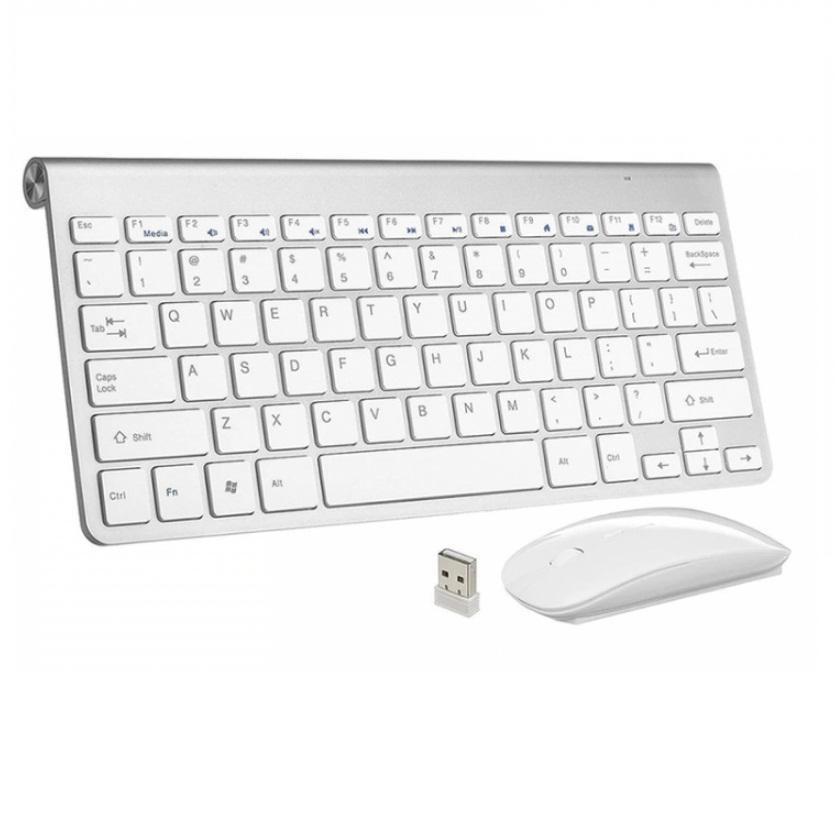 Combo Bàn Phím và Chuột không dây - Bộ bàn phím chuột - Bàn phím Mini không dây - Bàn phím máy tính laptop - Bàn phím chuột HK908 - MÀU TRẮNG