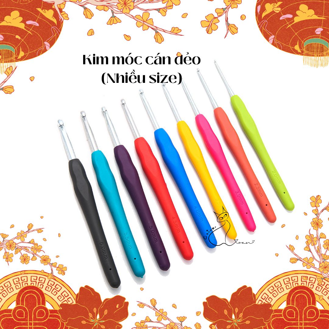Kim móc len cán nhựa dẻo | Kim móc êm tay size cơ bản