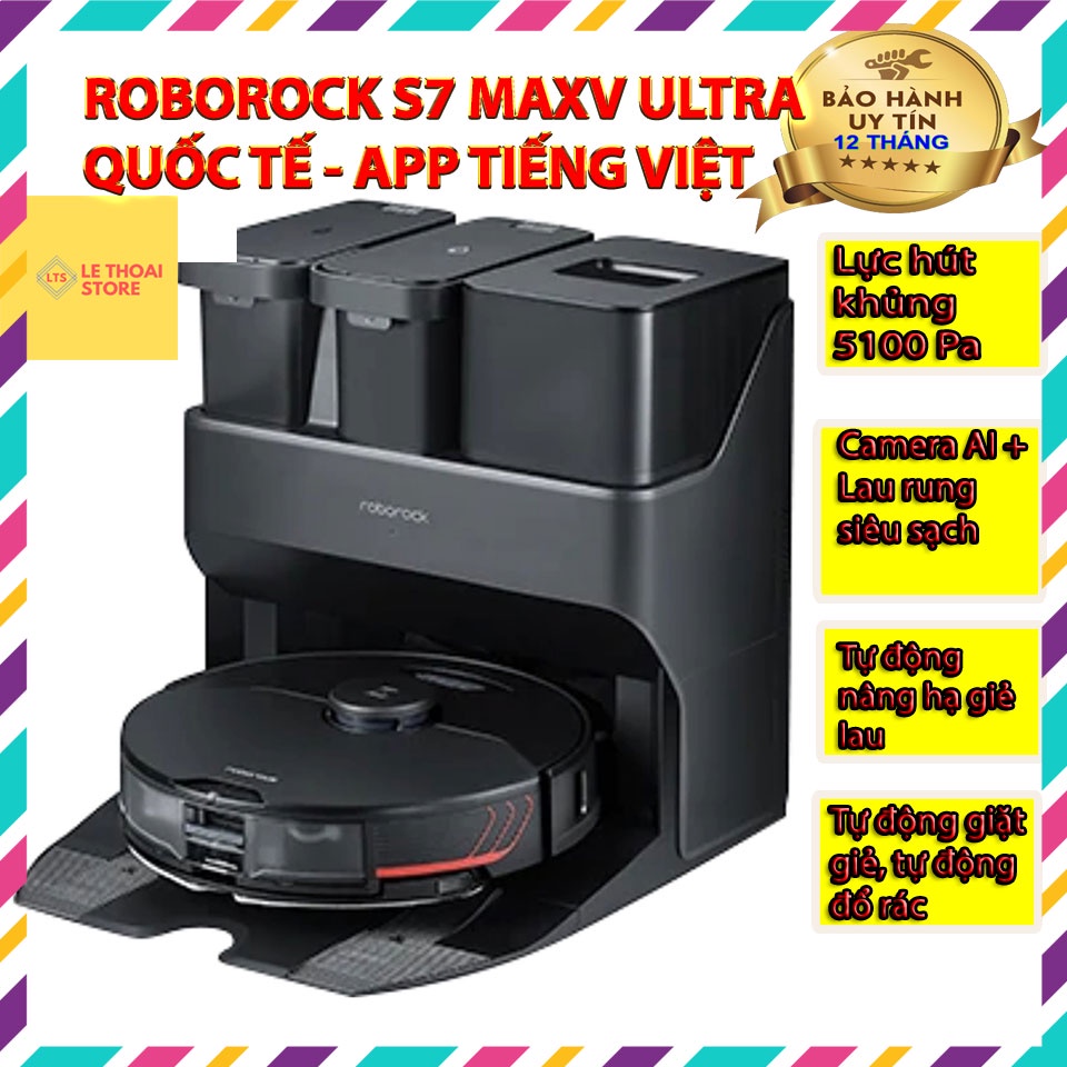 Robot hút bụi lau nhà roborock s7 maxv ultra - lực hút tối đa : 3000pa bản quốc tế , bảo hành 24 tháng tiên tiến nhất 2022