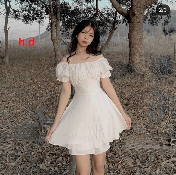 Váy buộc nơ lưng rúm ngực mặc 2 kiểu hàng đẹp tôn dáng