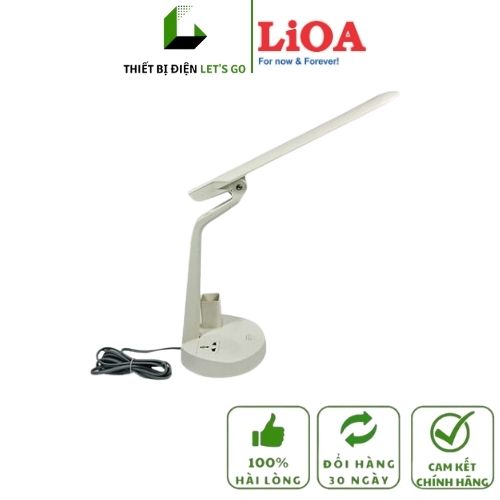 Đèn bàn kiểu dọc lioa có hộp bút & ổ cắm đa năng