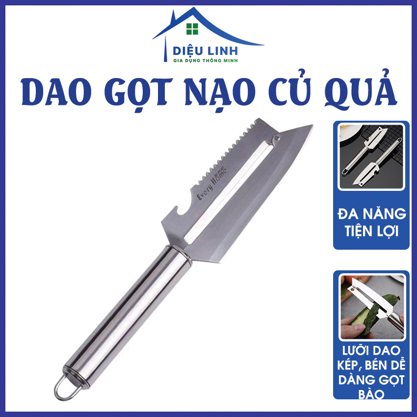 Dao Gọt Nạo Củ Quả 2in1 ,Dao Nạo Gọt Rau Củ Quả 2 Lưỡi Bằng Inox,Dao bào đa năng inox lưỡi dài siêu bén cao cấp Dieulinhshop