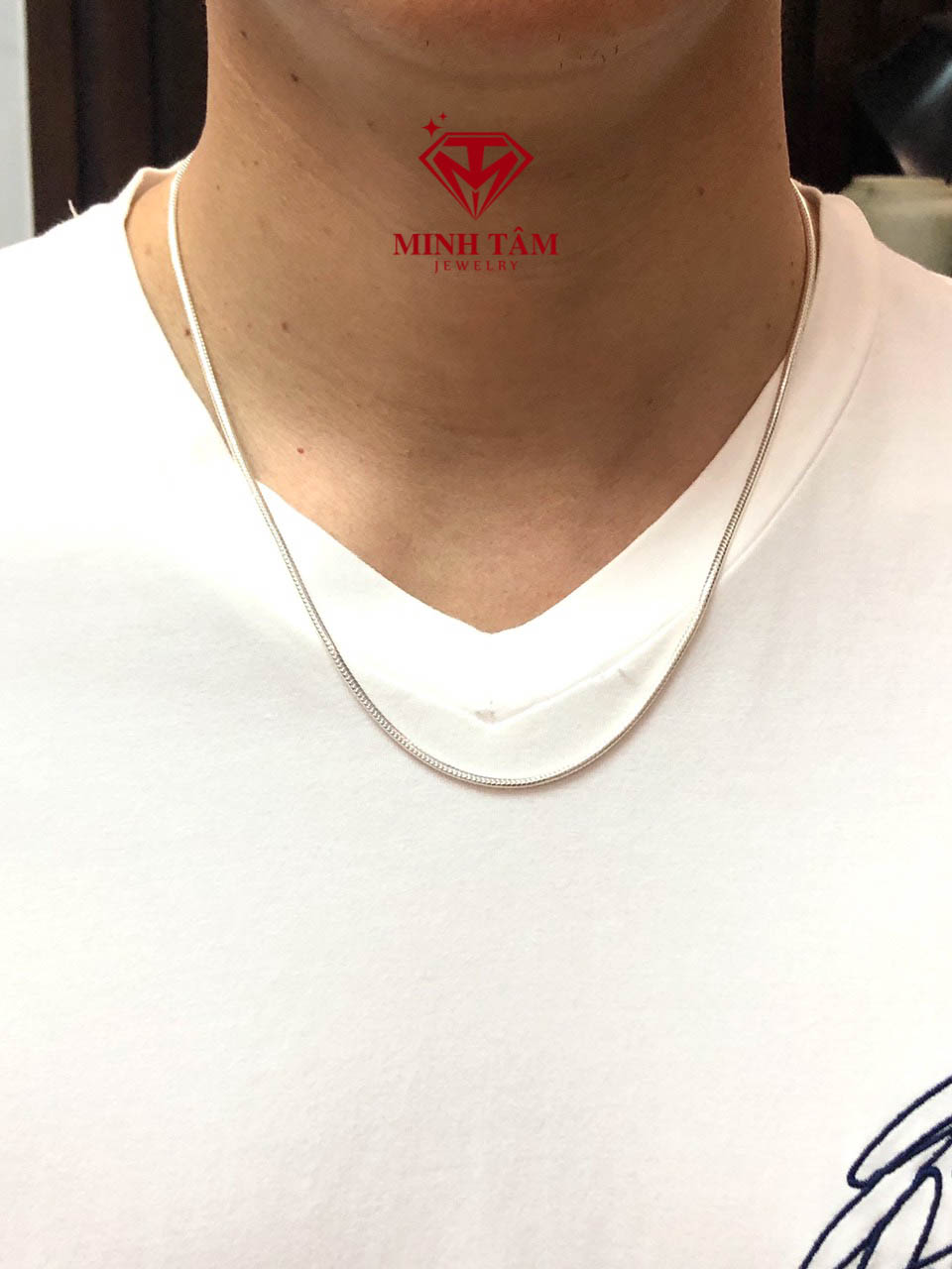Dây chuyền nam bạc ta,Vòng cổ bạc nam sợi mì trơn bạc ta Minh Tâm Jewelry