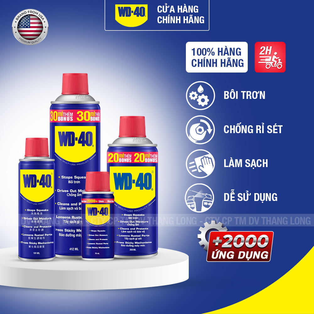  Chai Xịt Tẩy Rỉ Sét WD 40 Multi Use Dầu Chống Rỉ Bôi Trơn Vệ Sinh Làm Sạch Đa Năng Bảo Dưỡng Xe Chính Hãng 