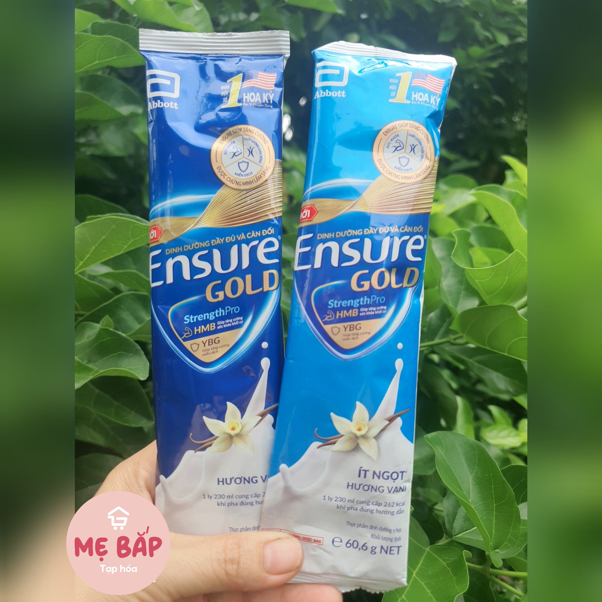 Chính hãng sữa gói ensure gold hương vani mẫu mới 60,6g