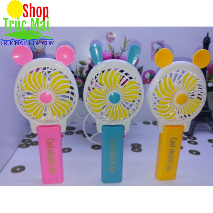 Quạt Cầm Tay Mini 4 Cánh Pin gấp được để bàn