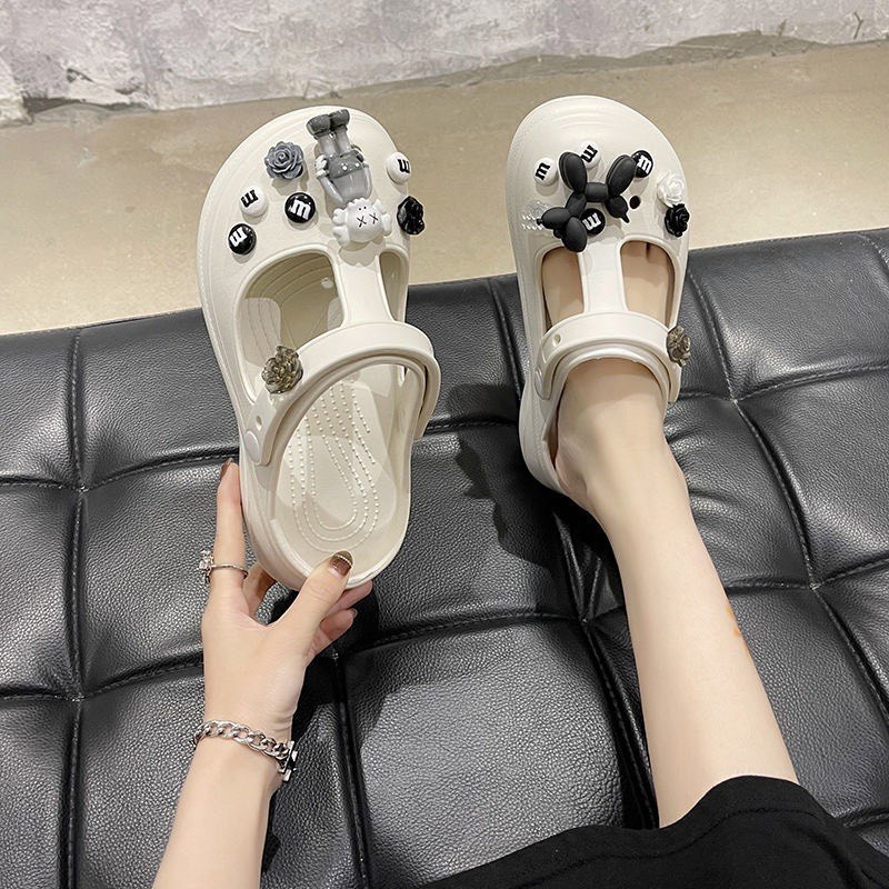[ Tặng hình gắn như ảnh ] Dép cross Sandal Đế Dày Dép Sandal nữ Tăng Chiều Cao 6cm 🎁 Tặng Kèm 🎁 full bộ stiker  Sục hở