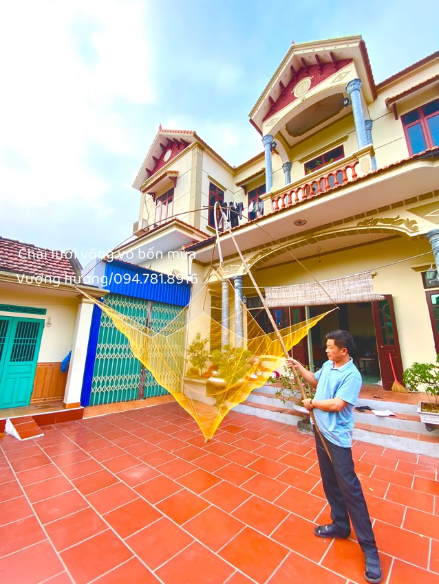Vó kéo cá bằng sợi dù kích thước 2m8 màu vàng