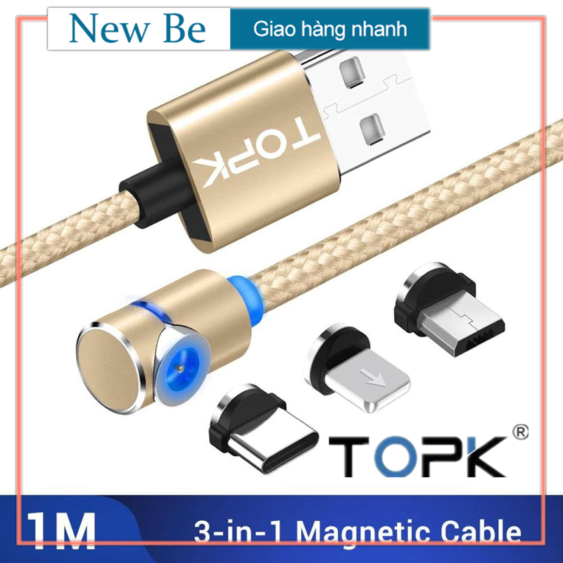 Cáp sạc từ hít nam châm 2 đầu android và iphone 360 độ - hỗ trợ sạc nhanh qc 3.0 cafele, truyền dữ liệu