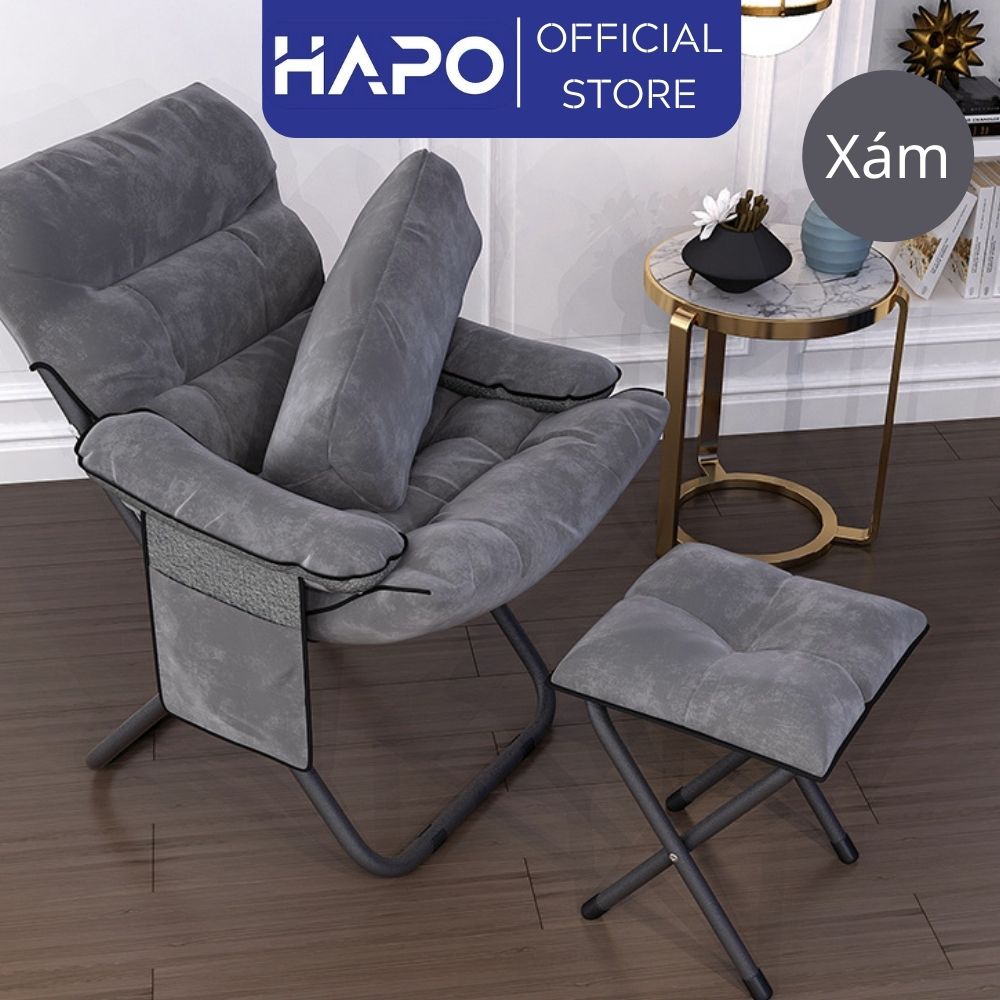 Ghế thư giãn ngả lưng gập gọn bọc đệm, Sofa kết cấu kim cương ôm kín vai gáy, Ghế đọc sách làm việc khung chịu lực