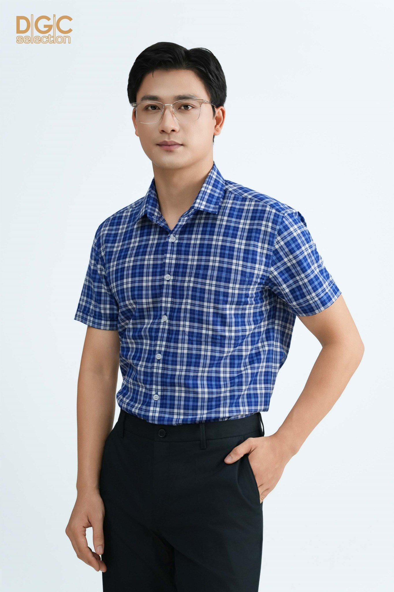 Sashbe69m short sleeve shirt-flat hem, left chest pocket