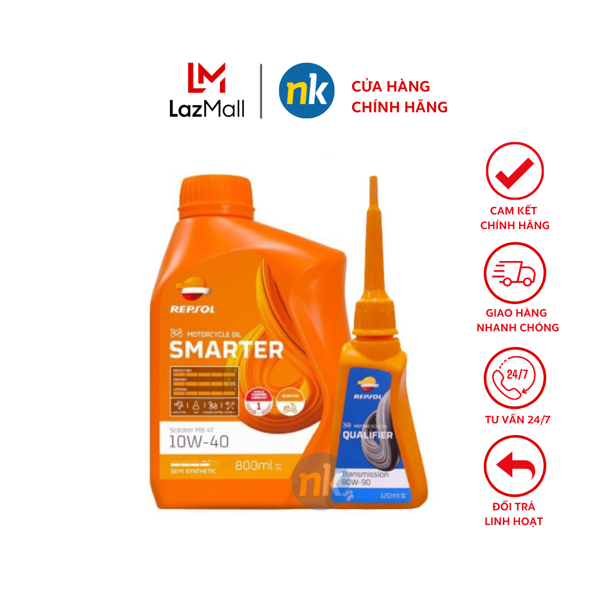 [Repsol Chính Hãng] Combo nhớt xe tay ga cao cấp Repsol Scooter 10W40 800ml tặng nhớt hộp số Repsol Gear Oil 120ml