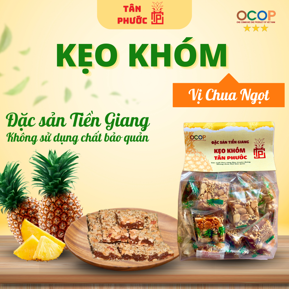 (Vị chua ngọt) Kẹo khóm Tân Phước - Đặc sản Tiền Giang - Thơm ngon chuẩn vị truyền thống