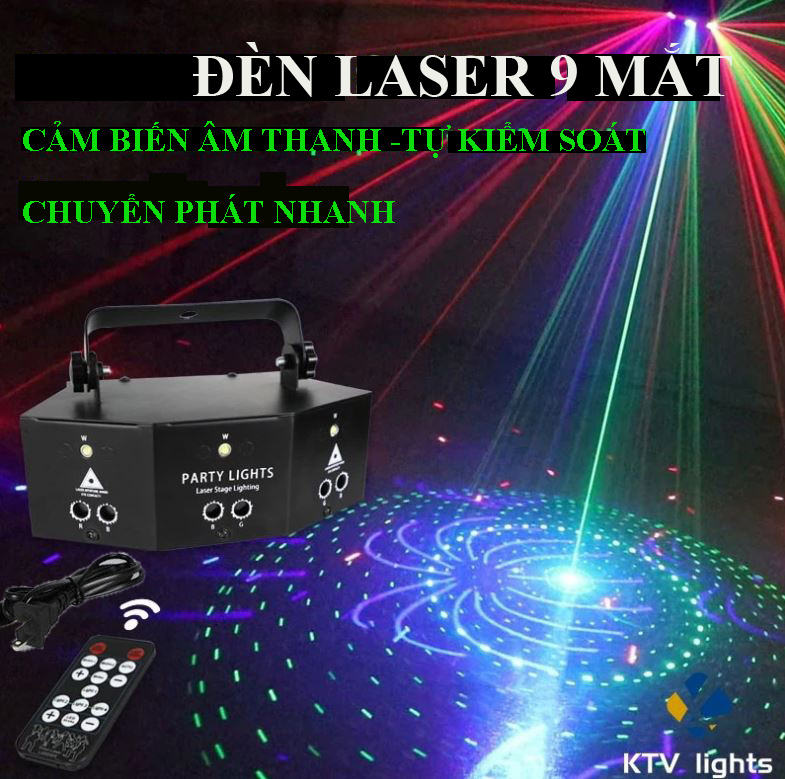 Giảm ₫865,000] Đèn laser 9 mắt cao cấp cảm biến âm thanh - đèn sân khấu,  quán karaoke, quán bar, club,... - tháng 4/2023 - BeeCost