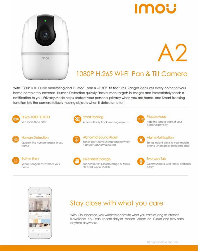 CAMERA WIFI IMOU A22EP - V3 ( A2 ) 2MP Full HD - Quay Quét 360 Độ - Đàm Thoại 2 Chiều - Smart tracking - Bảo Hành Chính Hãng 24 Tháng.