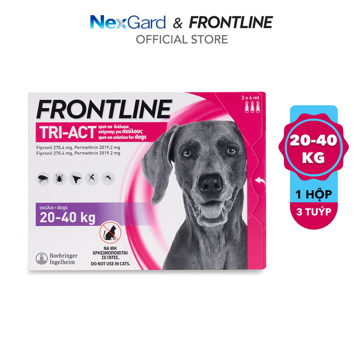 Frontline Tri-Act - Tuýp nhỏ gáy phòng & trị ve, rận, bọ chét, ruồi