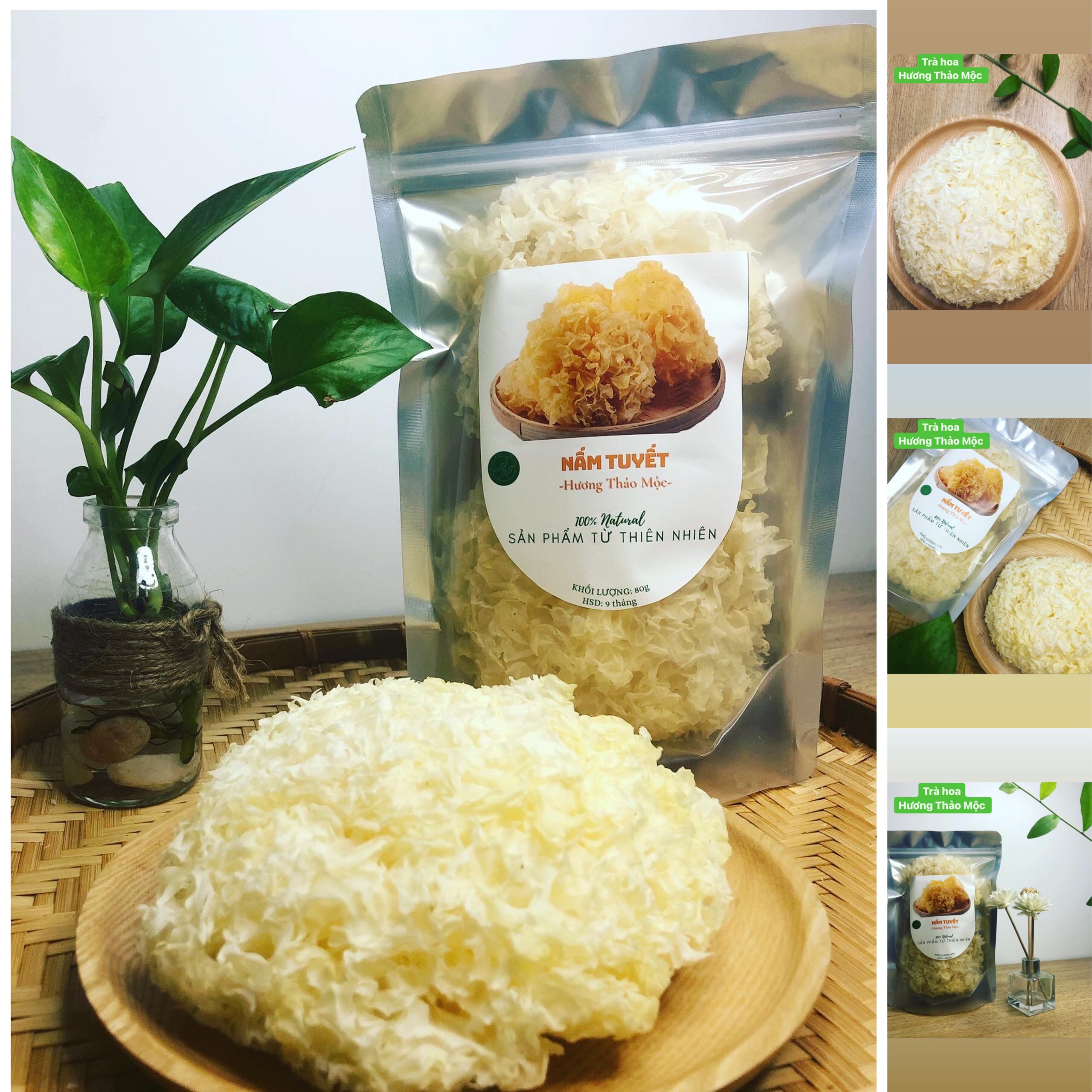 Nấm tuyết - mộc nhĩ khô nguyên bông 80g - hương thảo mộc