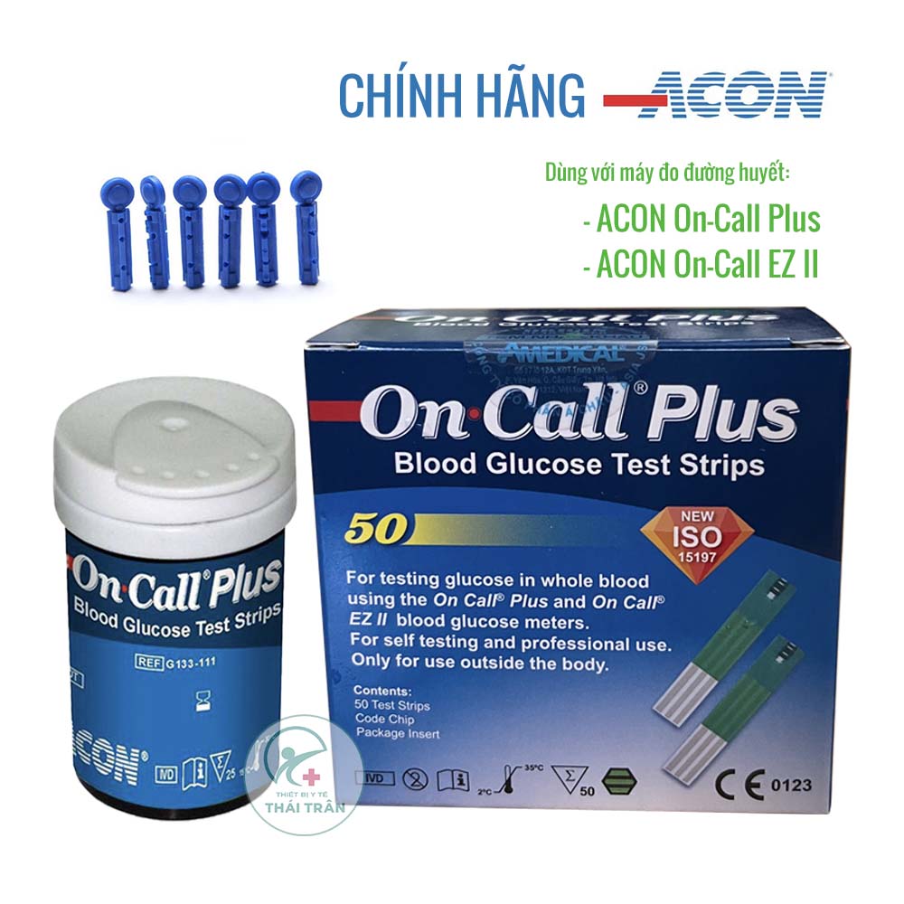 [Hộp 50 que] Que thử đường huyết On Call Plus, chính hãng ACON (USA) mỗi hộp 2 lọ 25 que thử