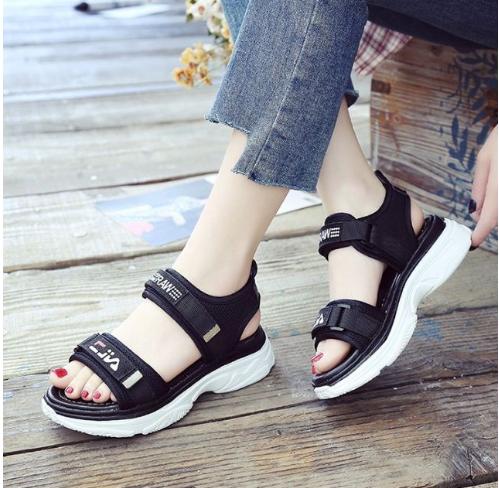 Giày sandal nữ/ quai hậu quai ngang in chữ đế cao su verygood ha noi