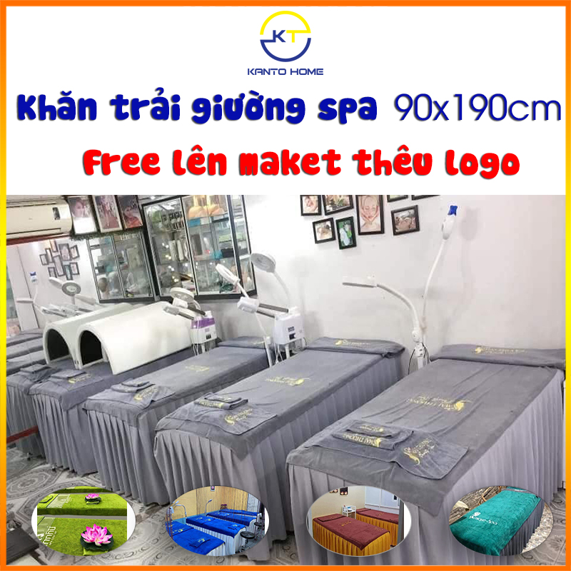 Khăn trải giương Spa, gội đầu, nail 90x190cm Kanto Home , mềm mịn , không ra lông, Nhiều màu theo thiết kế, trọng lượng 700g