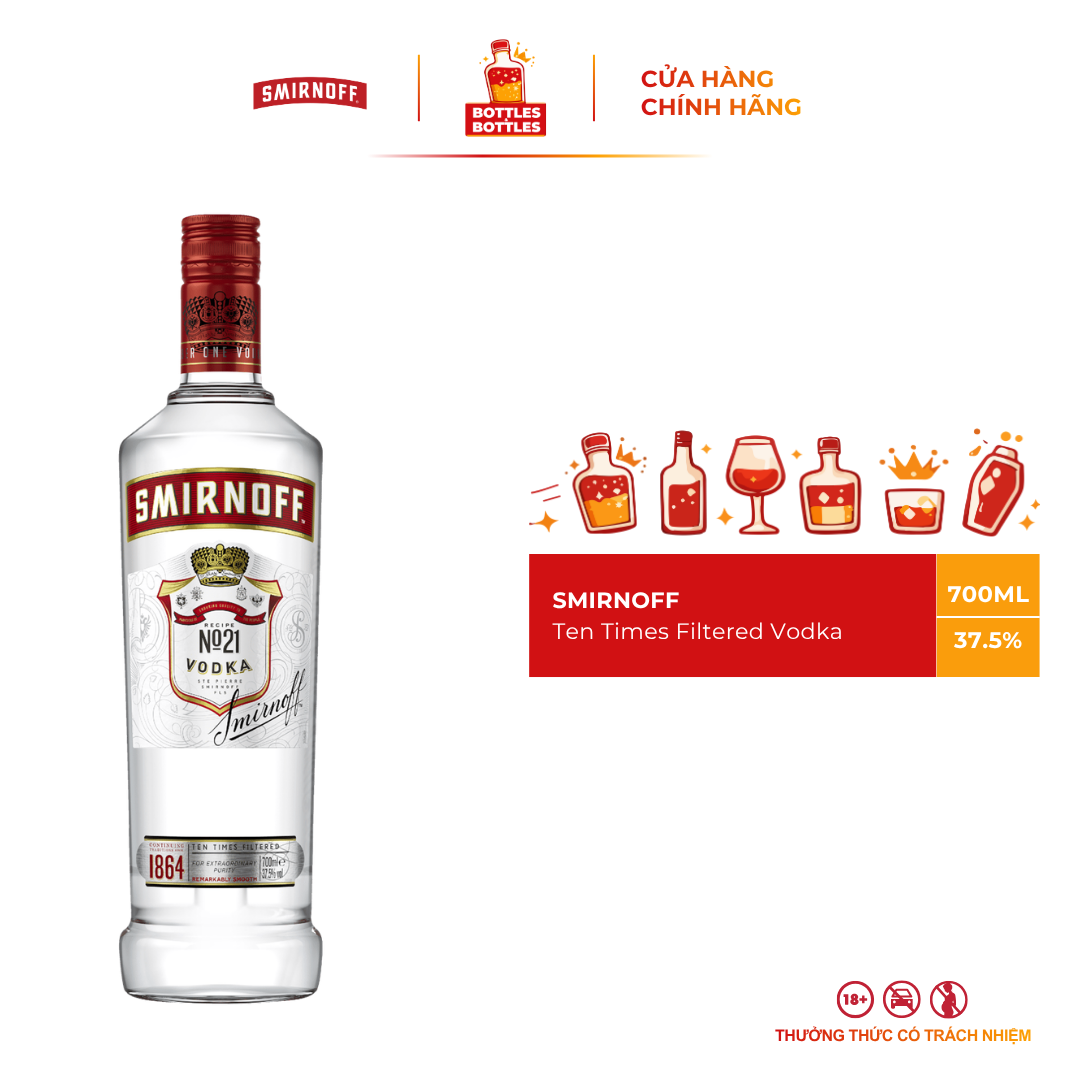 [CHÍNH HÃNG] Rượu Vodka Smirnoff Red 700ML - 40%