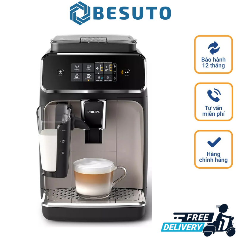  Máy Pha Cà Phê Tự Động Phillips EP2235 40   2236 40 Philips Coffee Maker Máy Pha Café Espresso Cappuccino Chế Độ Latte Go Cối Xay Hạt Cafe Gốm 12 Mức Made In Rumani Bảo Hành 12 Tháng 
