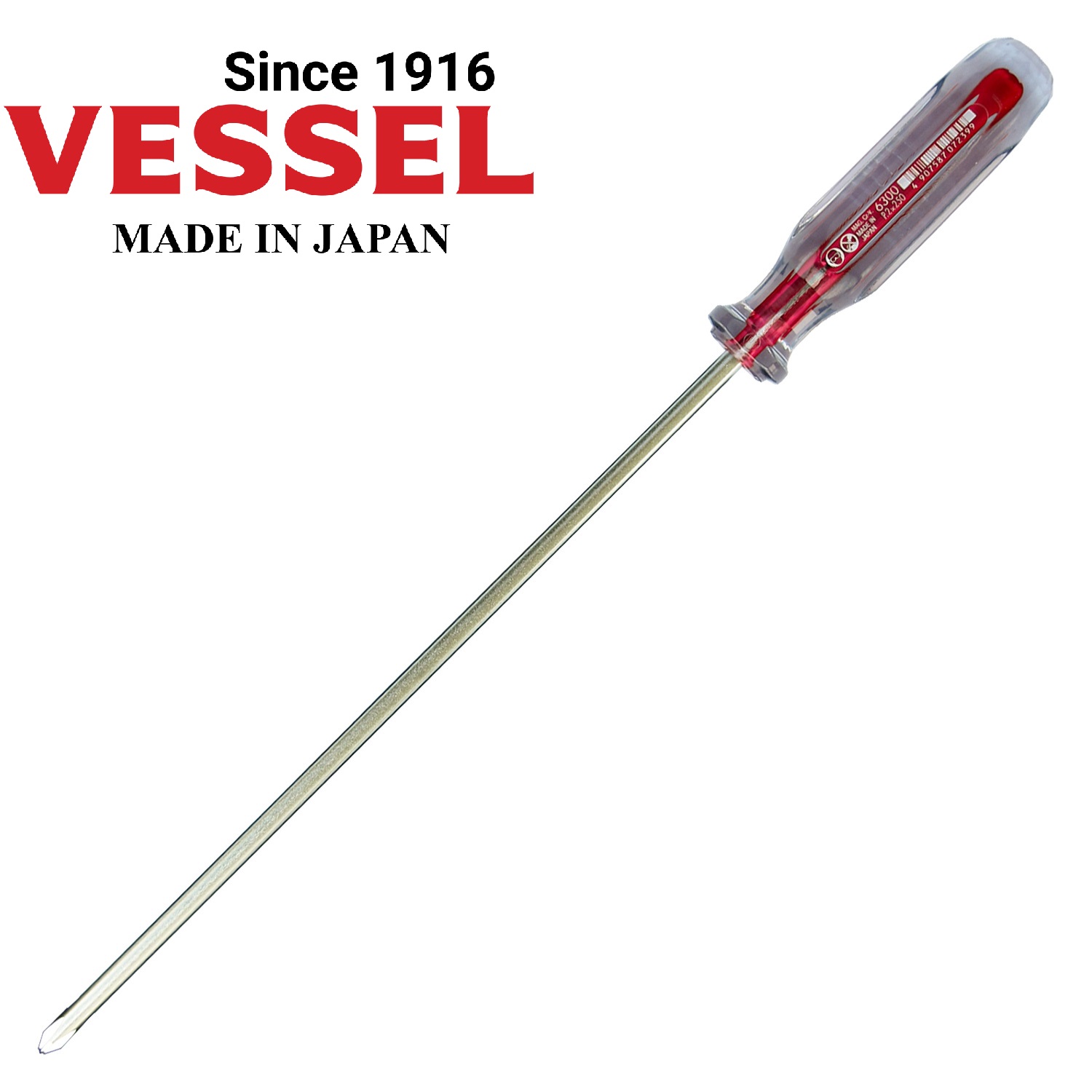 Tô vít cán nhựa trong Vessel Made in Japan No.6300 +2x250 Đã được làm nhiễm từ