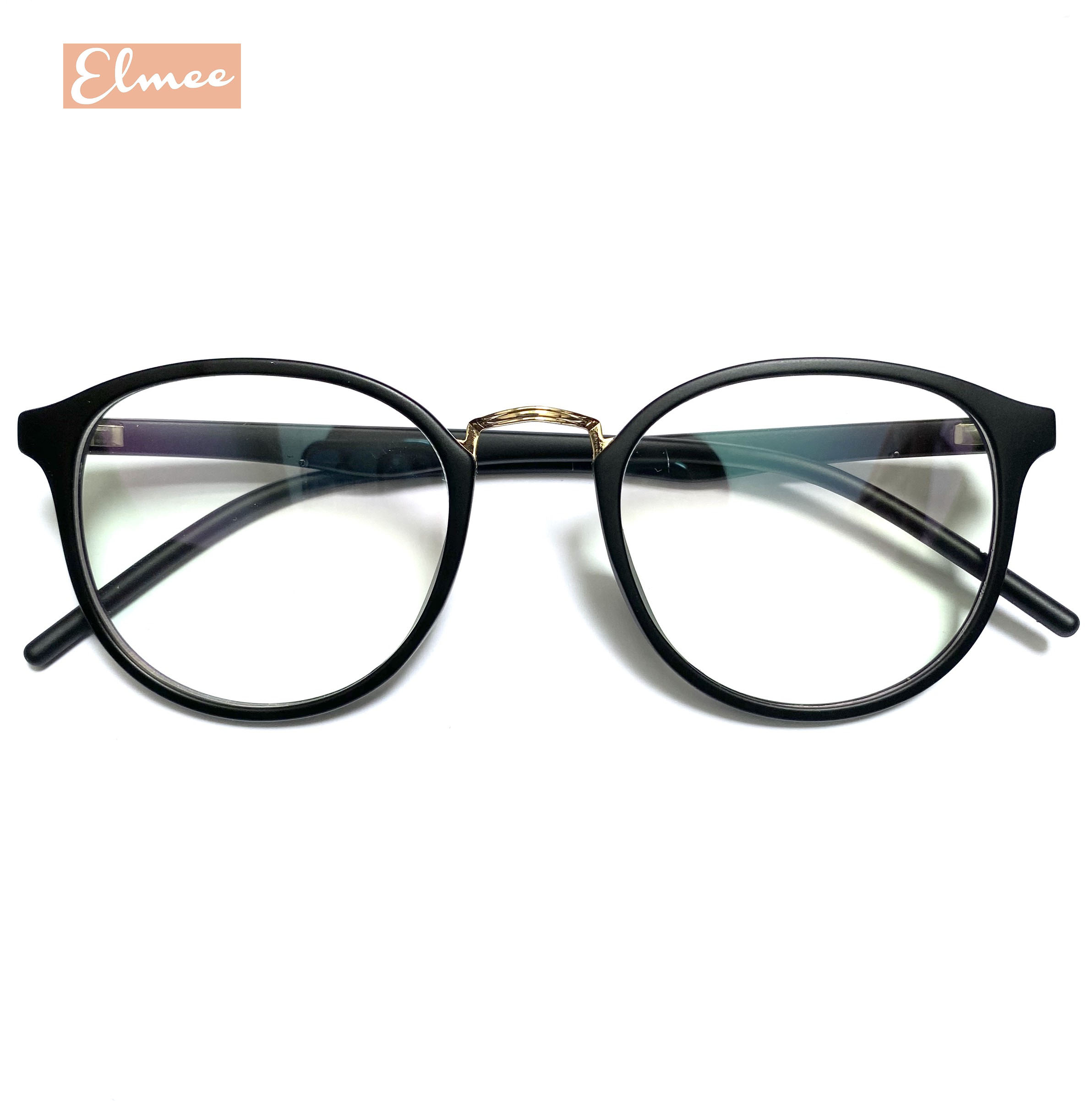 Gọng kính cận mắt tròn nhựa dẻo cầu kim loại Elmee siêu bền- có cắt mắt cận
