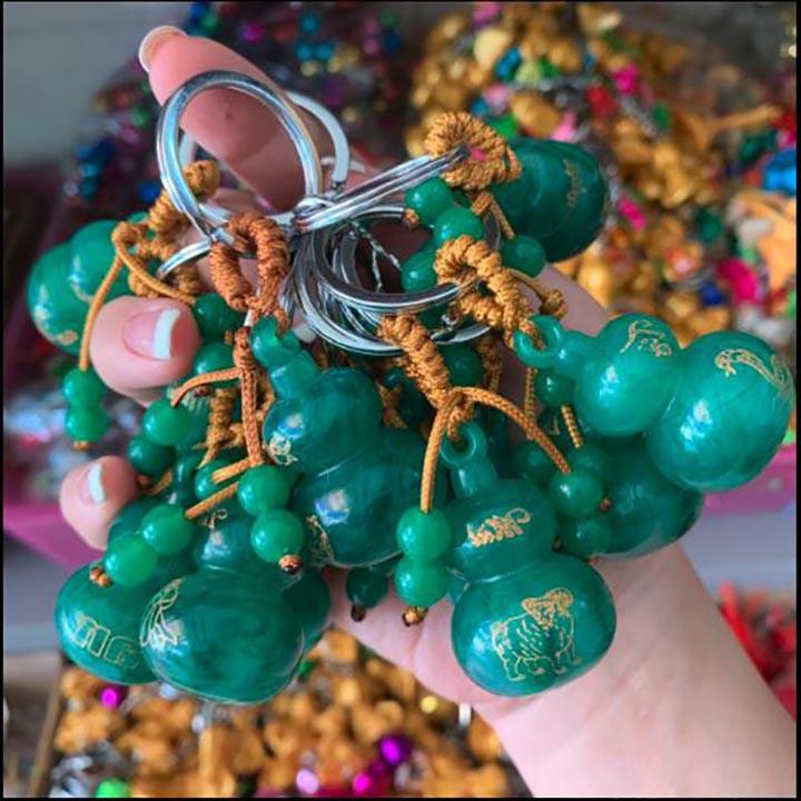 Móc khóa hồ lô xanh 12 con giáp bình an