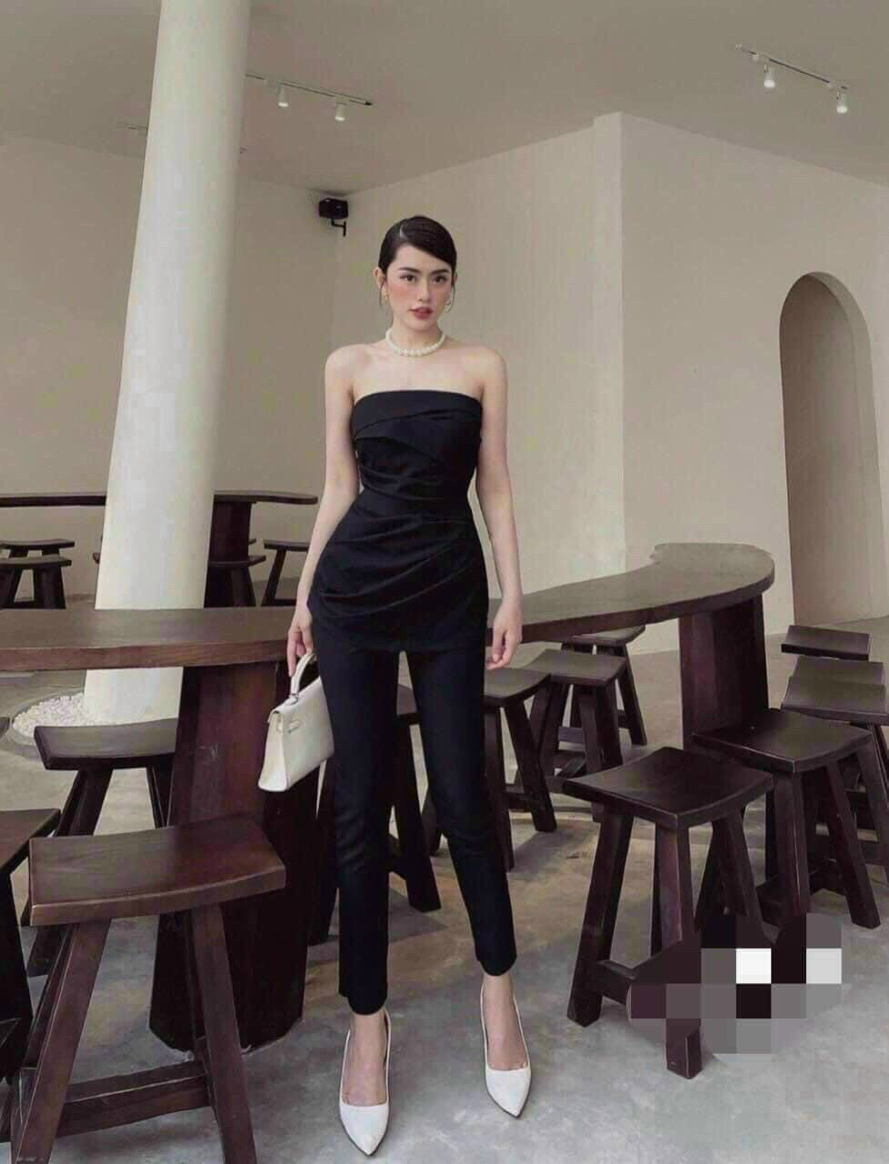 Set bộ dài cúp ngực xếp ly eo sb025