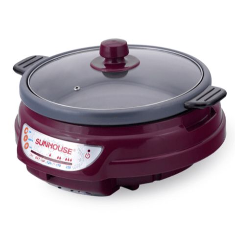 Nồi Lẩu điện đa năng 3.5L sunhouse SH535L, Nồi lẩu đa năng công suất 1300W, lòng nồi chống dính có thể tháo rời, Bảo hành chính hãng 12 tháng Bếp Sunhouse