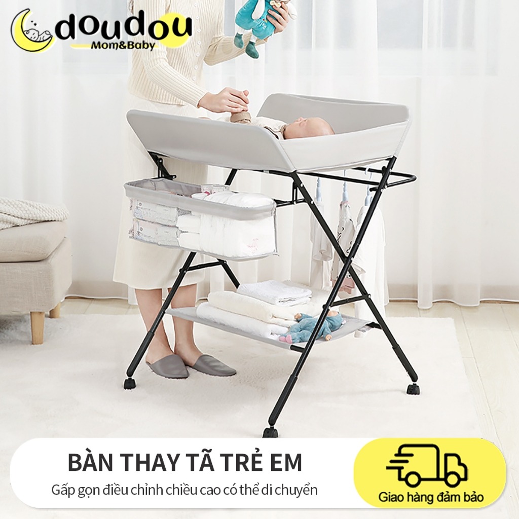 Bàn thay tã cho bé Bàn Chăm Sóc Em Bé Bàn tã gấp đa năng Di Động3 mức nâng hạ có thể giặt gấp gọn