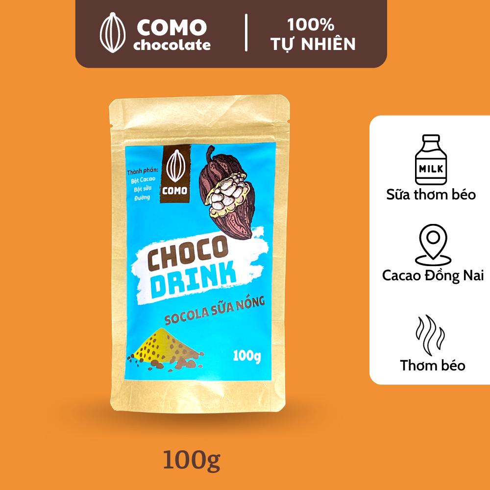 Bột socola sữa 3 trong 1 thơm béo đậm đà 100g Como Chocolate