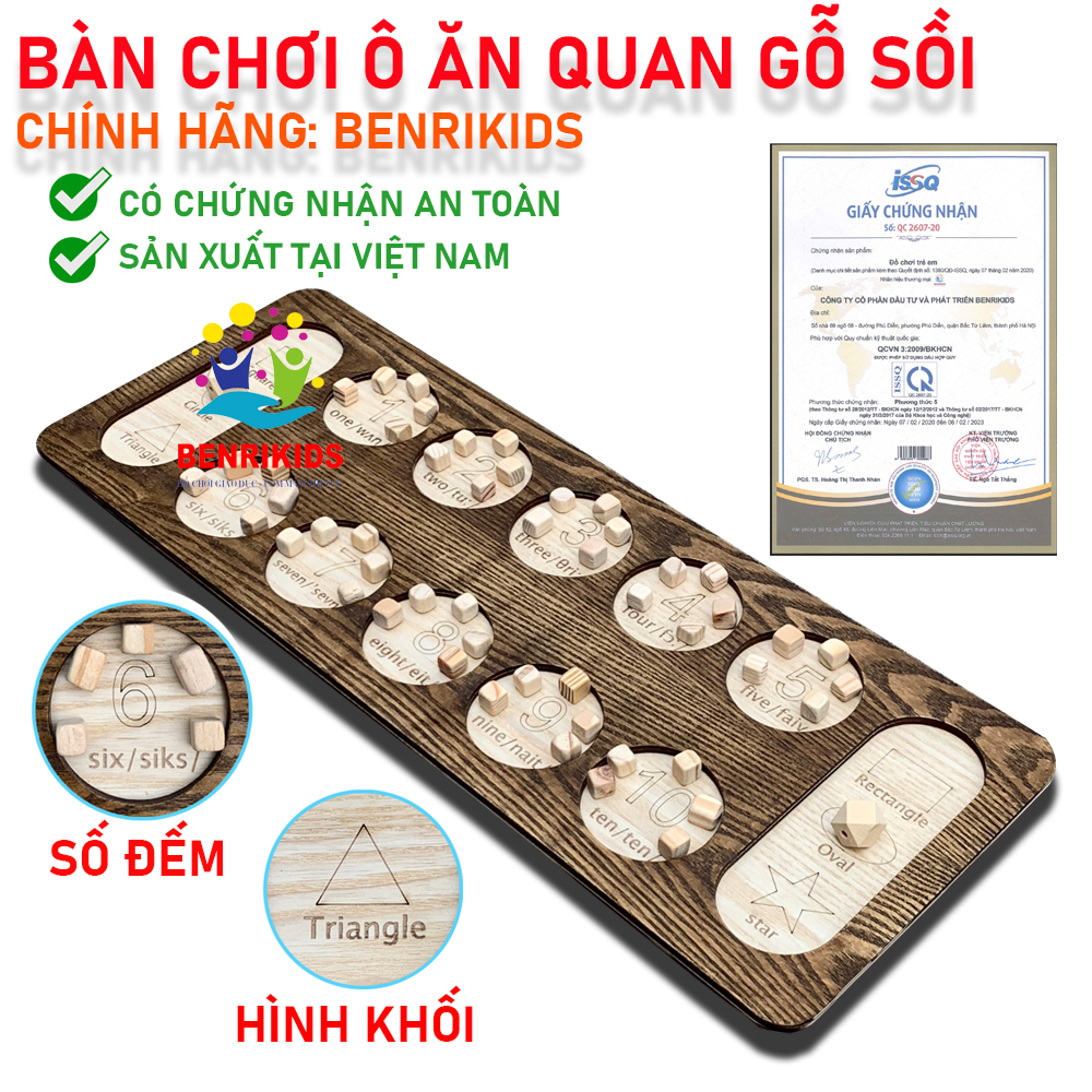 Đồ Chơi Ô Ăn Quan Bộ Cờ Dân Gian Bằng Gỗ Hiện Đại Có Phiên Âm Tiếng Anh Số Đếm Và Hình Học Cơ Bản Cho Bé Trai Và Bé Gái Từ 5 Tuổi