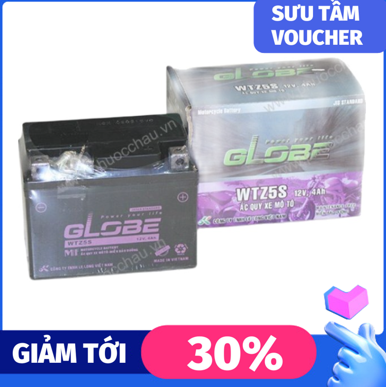 Acquy khô globe wtz5s 12v 4ah, wave future airblade nouvo hayate ac quy 4a