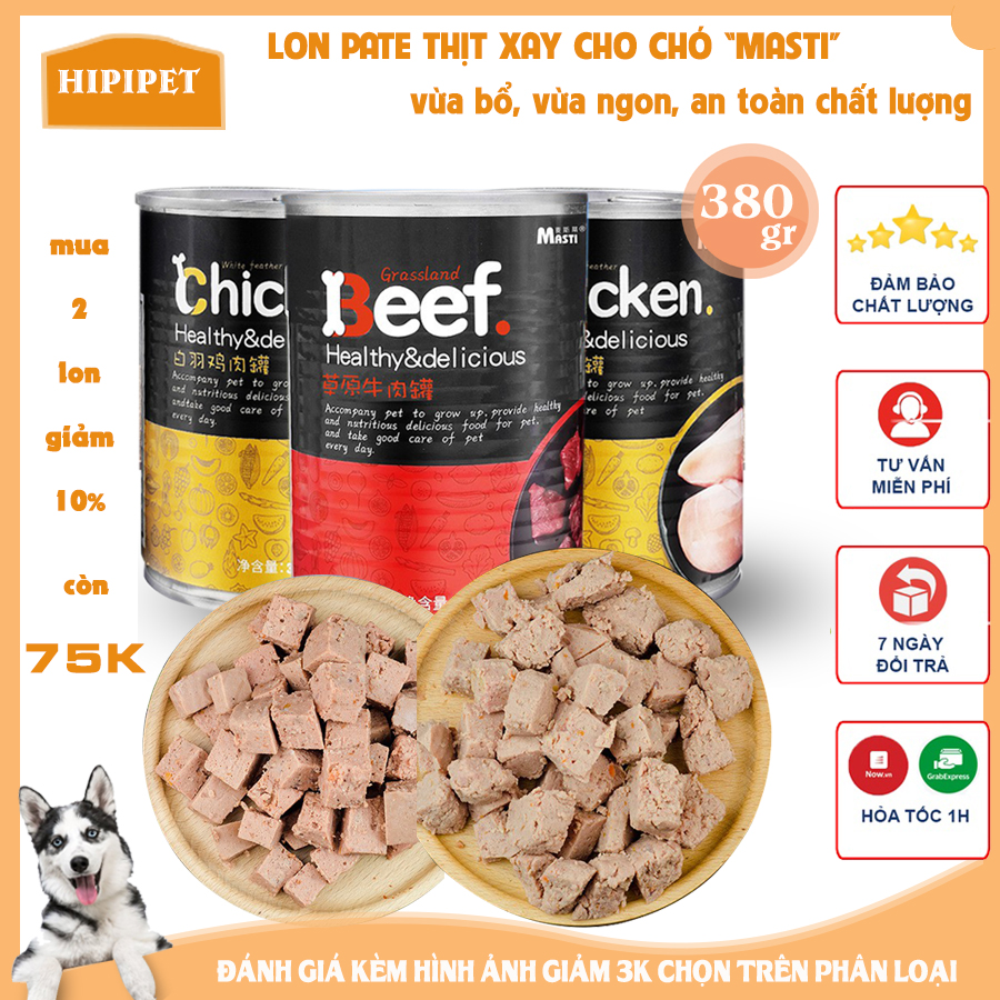 THỨC ĂN ĐÓNG HỘP CHO CHÓ MASTI PATE THỨC ĂN DINH DƯỠNG VỊ BÒ,VỊ GÀ, VỊ BÒ+GÀ