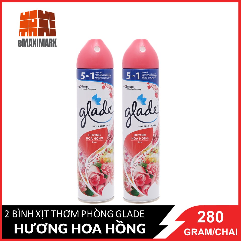 Combo 2 chai bình xịt thơm phòng glade nature hương hoa hồng 280gx2