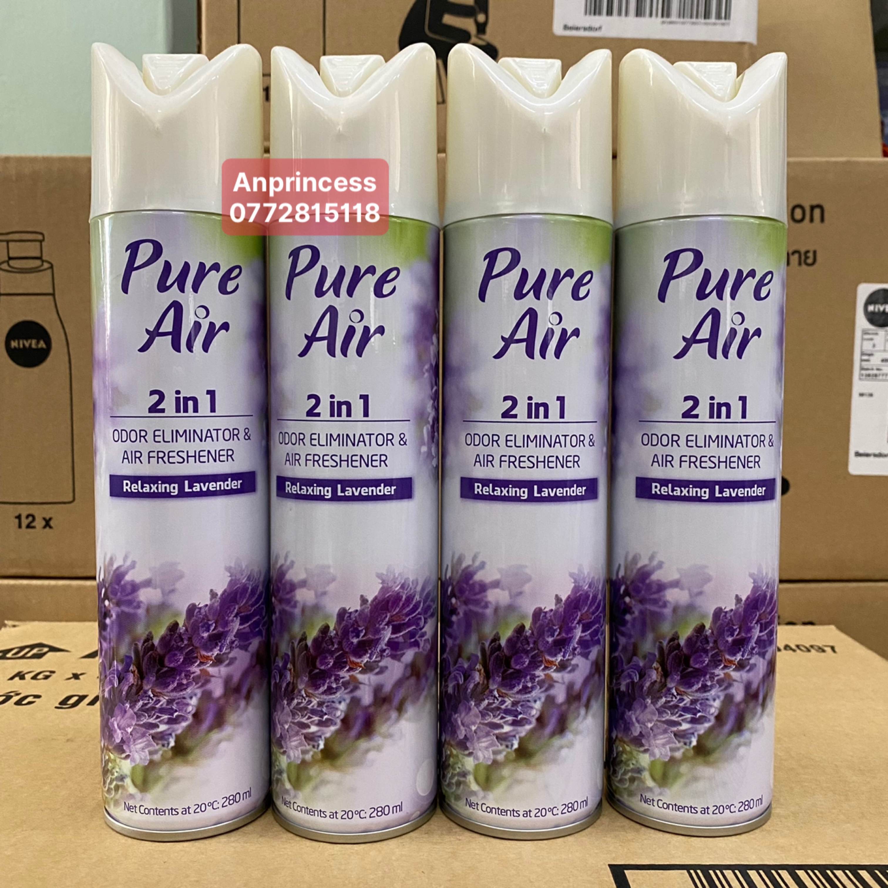 Xịt thơm phòng khử mùi Pure Air Lavender 280ml ( mầu tím )