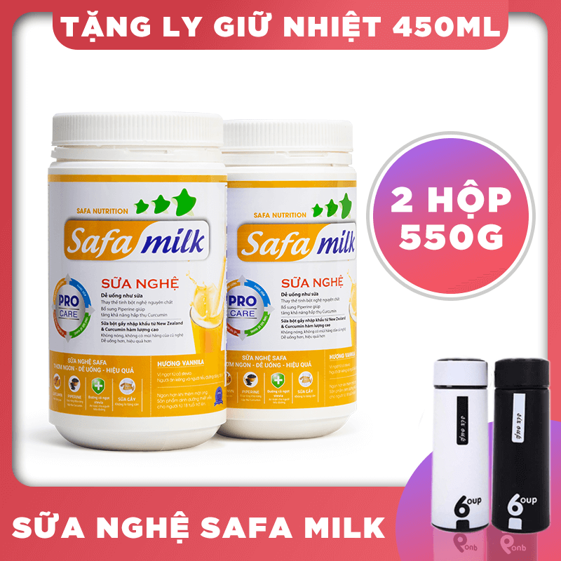 Sữa nghệ safa milk - combo 2 hộp 550g - tặng ly giữ nhiệt 30k