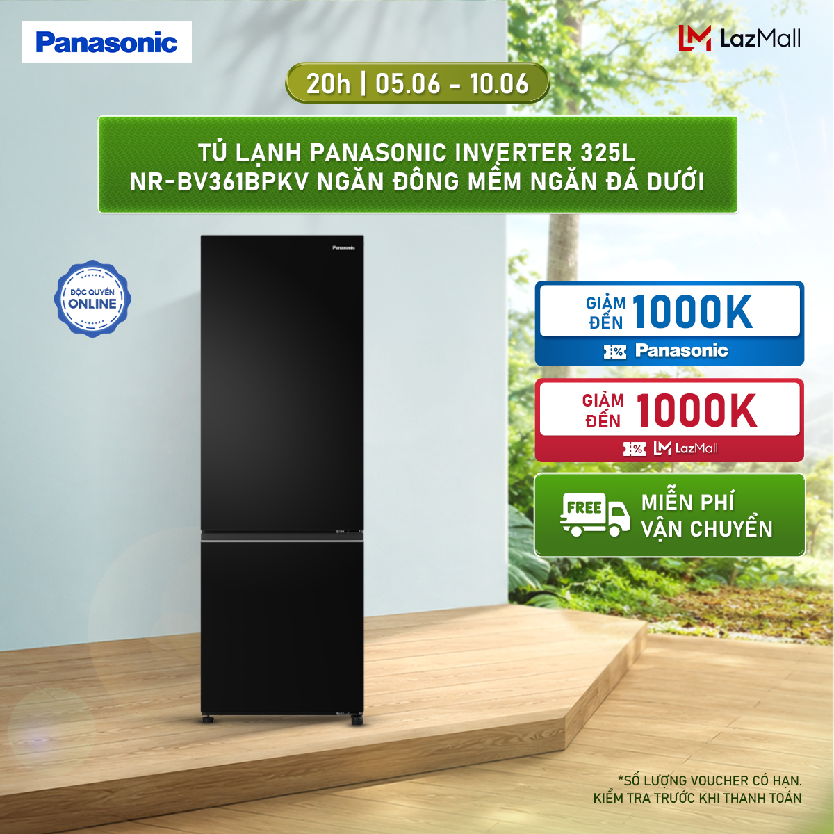 Tủ lạnh Panasonic Inverter 325L NR-BV361BPKV Ngăn Đông Mềm Ngăn Đá Dưới