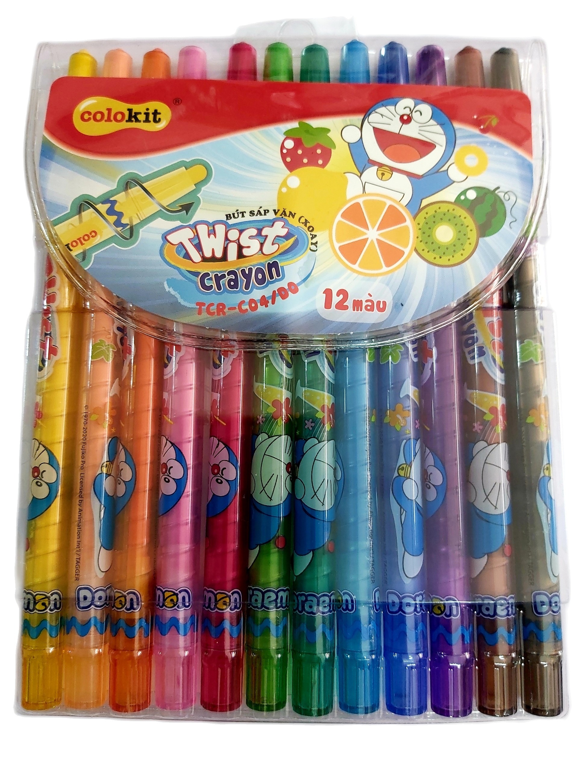 Dụng cụ học sinh - Bút Sáp Vặn 12 màu ColoKit Thiên Long - vặn dài ngắn bảo vệ bút không bị gãy
