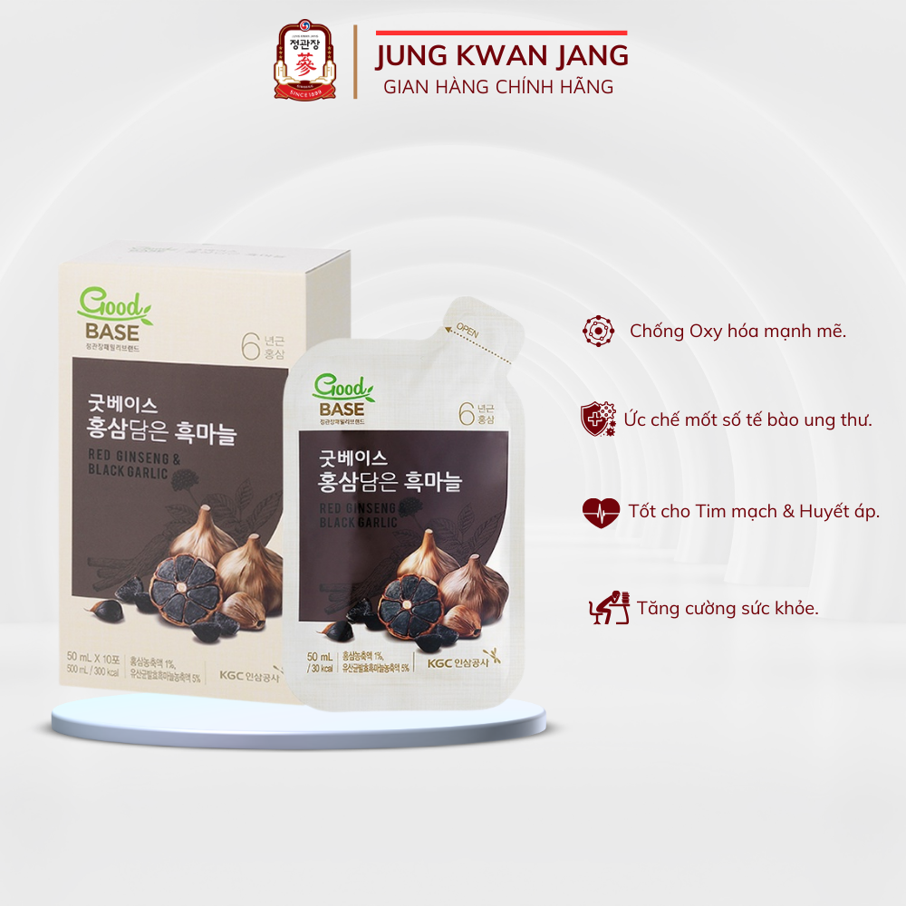 Hộp 10 gói nước hồng sâm tỏi đen hàn quốc goodbase kgc jung kwan jang