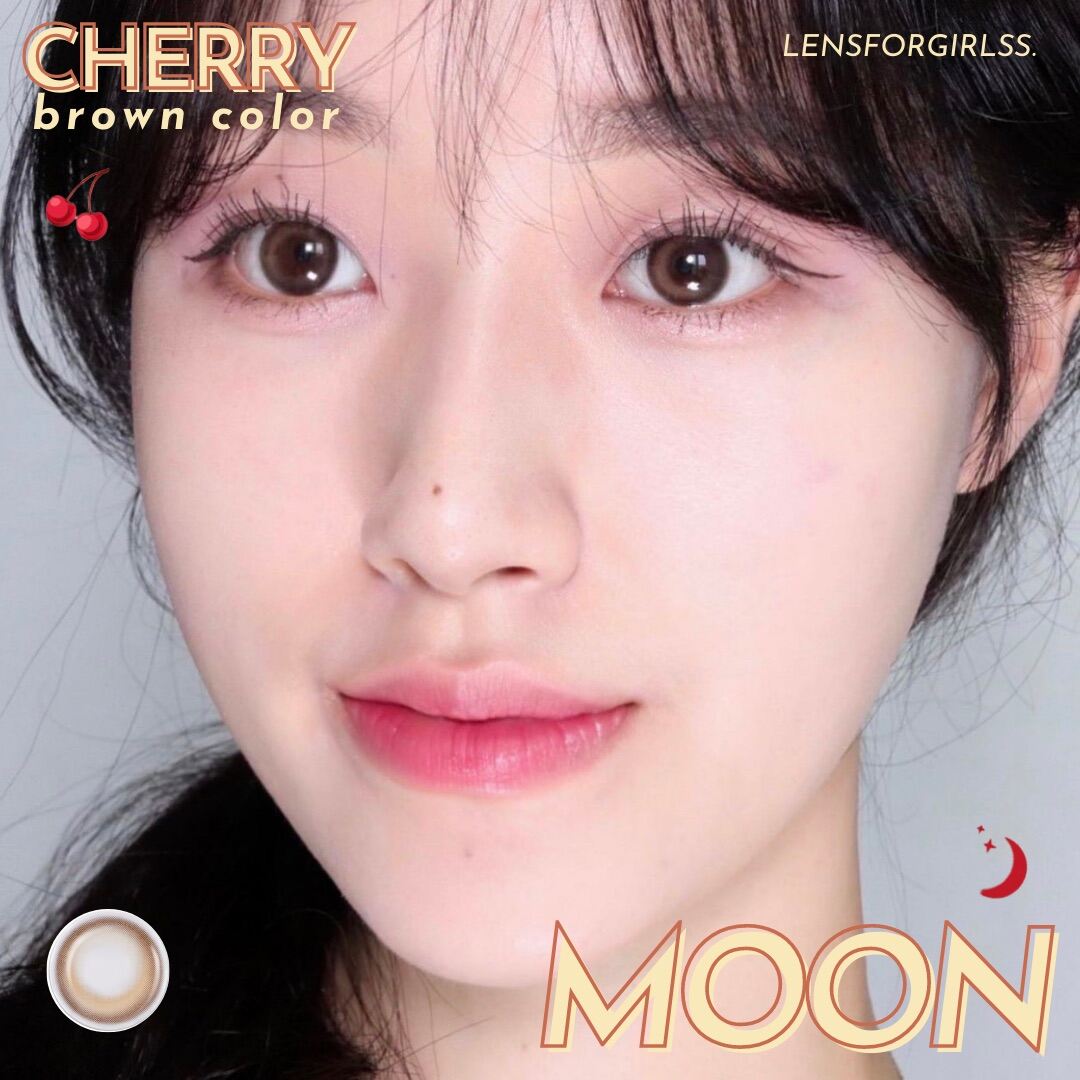 [Mã LazXuHuong02 - giảm 25k đơn từ 199k] Lens cận hiệu ứng trăng non lấp lánh | Kính áp tròng Cherry Moon Brown chính hãng Olens | Hạn sử dụng 1 tháng | LENSFORGIRLSS