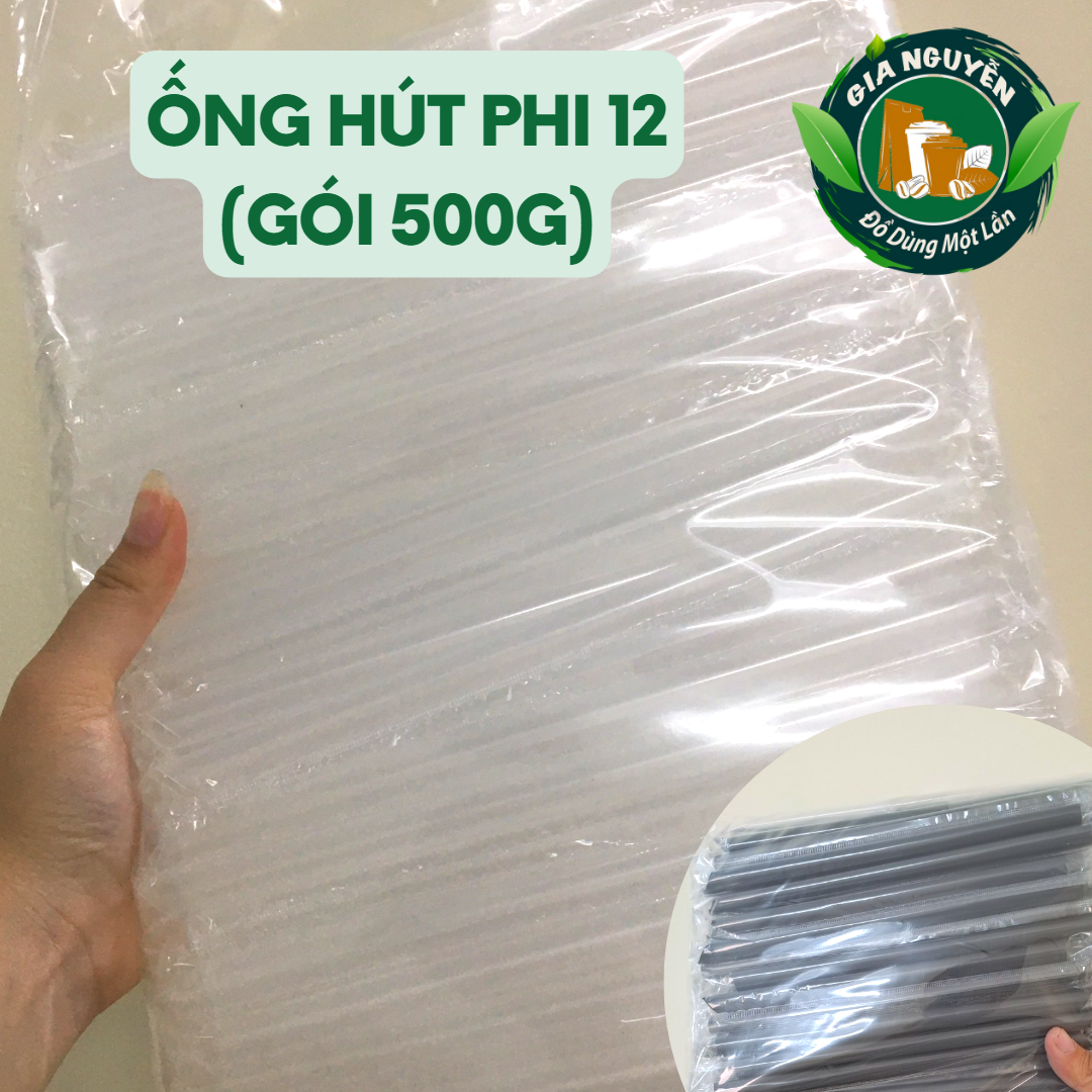Gói 500g ống hút nhựa phi 12 uống trà sữa trân châu, trà sữa pudding, trà chanh thạch,...